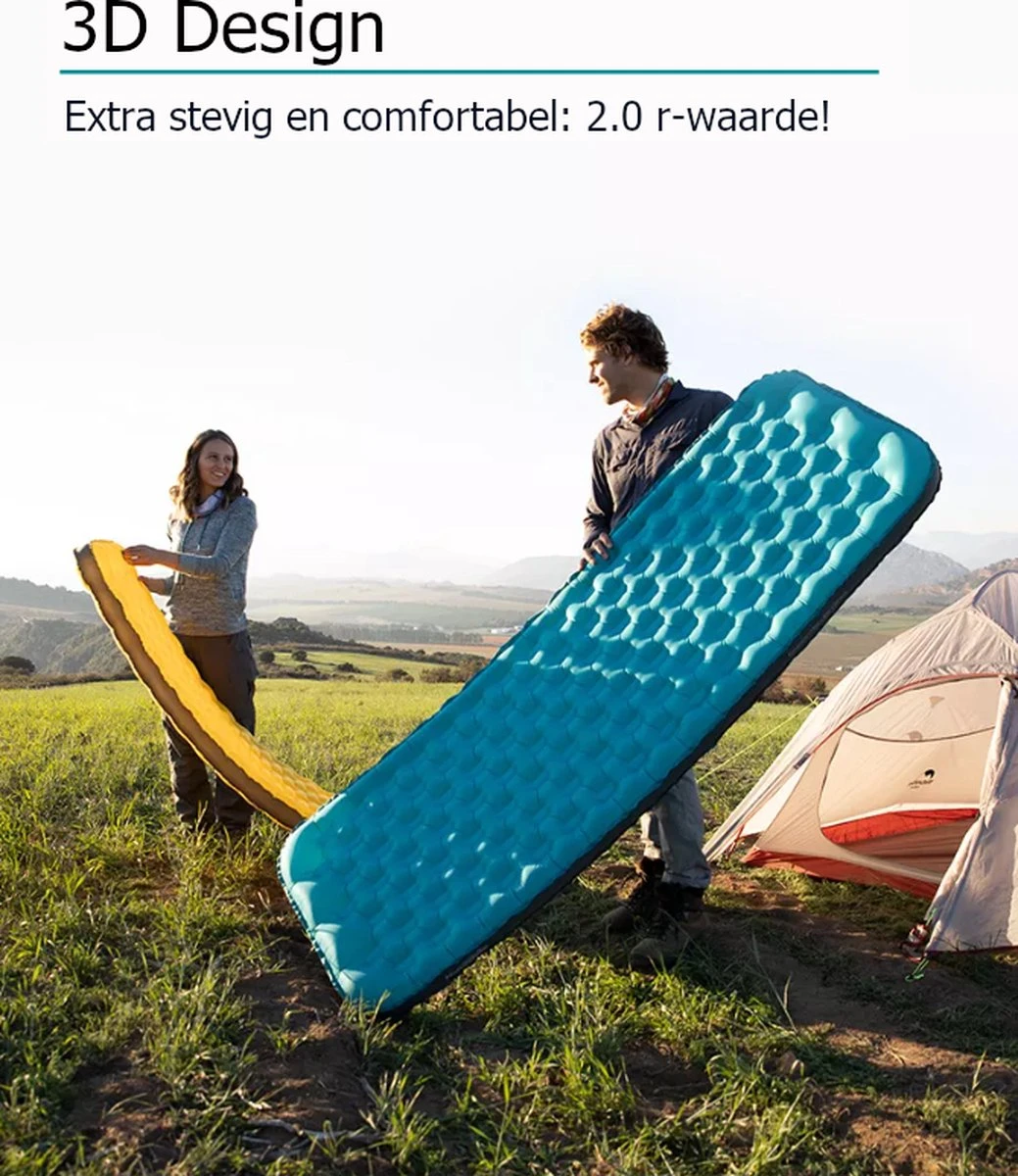 Naturehike® 3D Luchtmatras Premium - Comfortabel R-waarde 2.0 - Extra Dikke Slaapmat - Luchtbed Kamperen - Opblaasbaar Matras - Lichtgewicht - Outdoor - Camping 9 Naturehike® 3D Luchtmatras Premium - Comfortabel R-waarde 2.0 - Extra Dikke Slaapmat - Luchtbed Kamperen - Opblaasbaar Matras - Lichtgewicht - Outdoor - Camping - Afbeelding 7