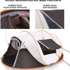 Fly Lab Luxe Pop Up Tent - Kampeer Tent - Grijs/Oranje - 4 Persoons 15 Fly Lab Luxe Pop Up Tent - Kampeer Tent - Grijs/Oranje - 4 Persoons -Goedkope Licht Tent Winkel 1072x1200