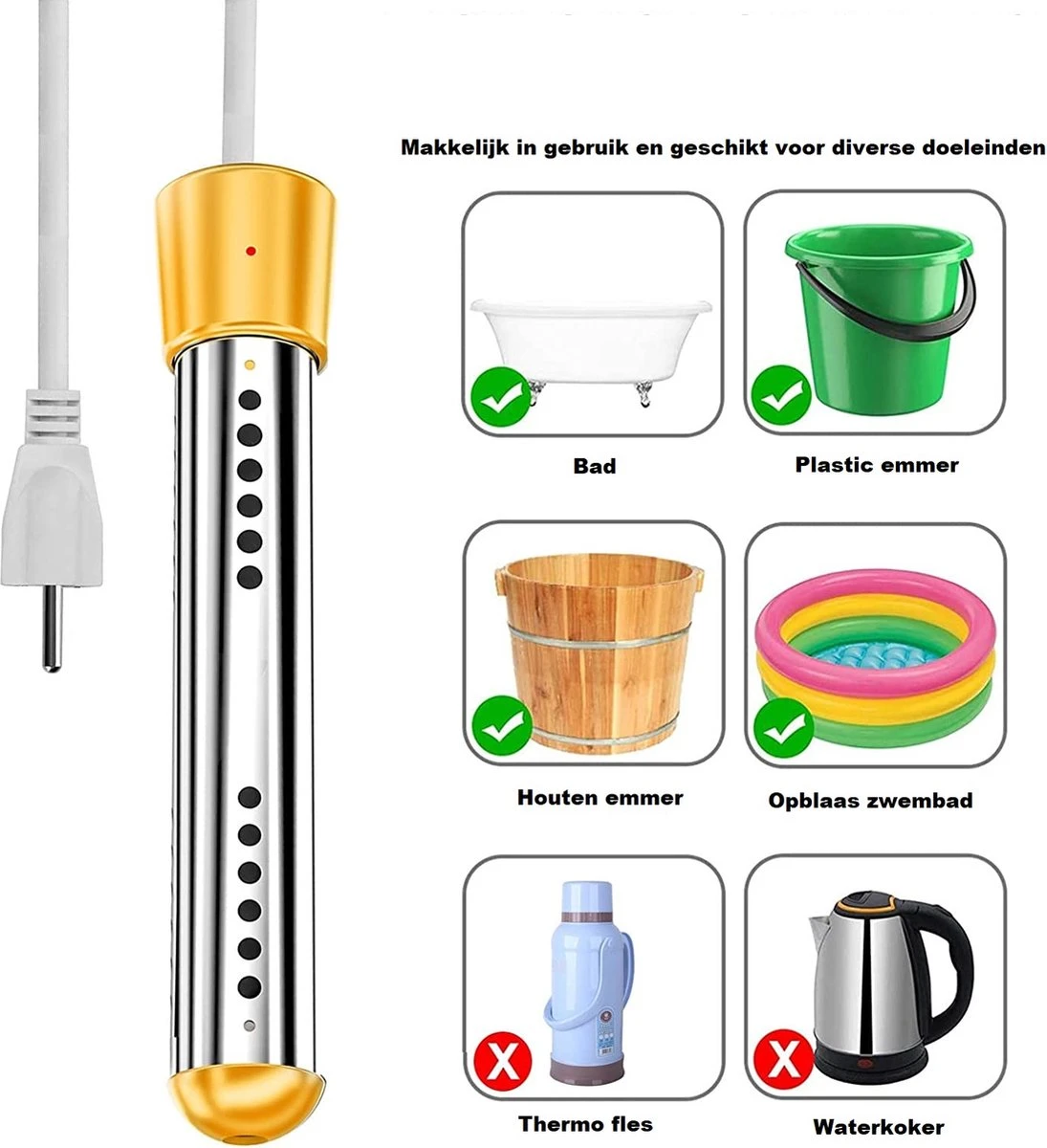 Dompelaar 2000W Incl. Thermometer & Staalspons - Reisdompelaar - Emmerdompelaar - Waterkoker - Camping - Kamperen - Outdoor 6 Dompelaar 2000W Incl. Thermometer & Staalspons - Reisdompelaar - Emmerdompelaar - Waterkoker - Camping - Kamperen - Outdoor - Afbeelding 4