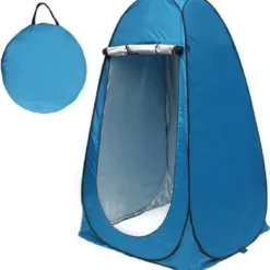 Merkloos 4 In 1 Pop-up Douchetent Voor Omkleden, Douchen, Toilet En Opslag - 1 Persoons Tent - Camping Douche En Omkleedtent - Inclusief Haringen En Draagtas - 190 X 110 X 110 Cm Blauw