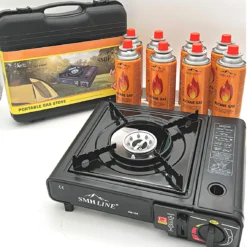 Camping Kooktoestel - Draagbaar Gasfornuis - Incl. 8x Gasflessen En Koffer