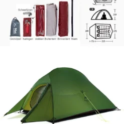 Cloud Up 3 Upgraded - Naturehike® - Tent 3 Persoons - Lichtgewicht Tent - Incl. Grondzeil - 20D 4000MM - Outdoor Kampeertent - Waterdicht - Hiking & Wandelen -Goedkope Licht Tent Winkel 1147x1200 2