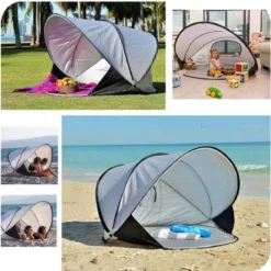 Deryan Luxe Pop Up Strandtent XXL - Anti-UV 50+ - Zilver -Goedkope Licht Tent Winkel 1185x1200 1