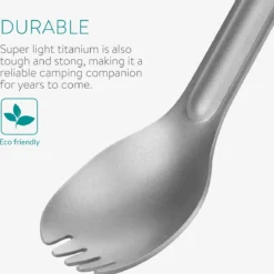 Navaris 2x Spork Met Extra Lange Handgreep - Set Van 2 - Campingbestek Van Titanium - Bestek Voor Onderweg - Lichtgewicht - Inclusief Bewaarzakje -Goedkope Licht Tent Winkel 1188x1200