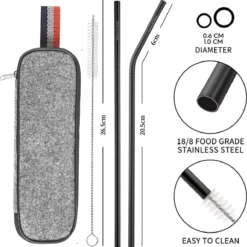 House Of Husk Reisbestek - Reis Bestekset - Chopsticks - Metalen Rietjes Met Borstel - Lepel - Vaatwasserbestendig - RVS - 7 Delig - Zwart -Goedkope Licht Tent Winkel 1193x1200 1