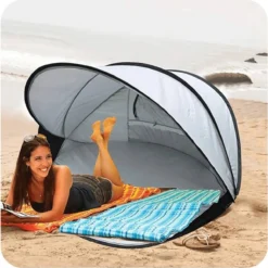 Deryan Luxe Pop Up Strandtent XXL - Anti-UV 50+ - Zilver -Goedkope Licht Tent Winkel 1198x1200 3