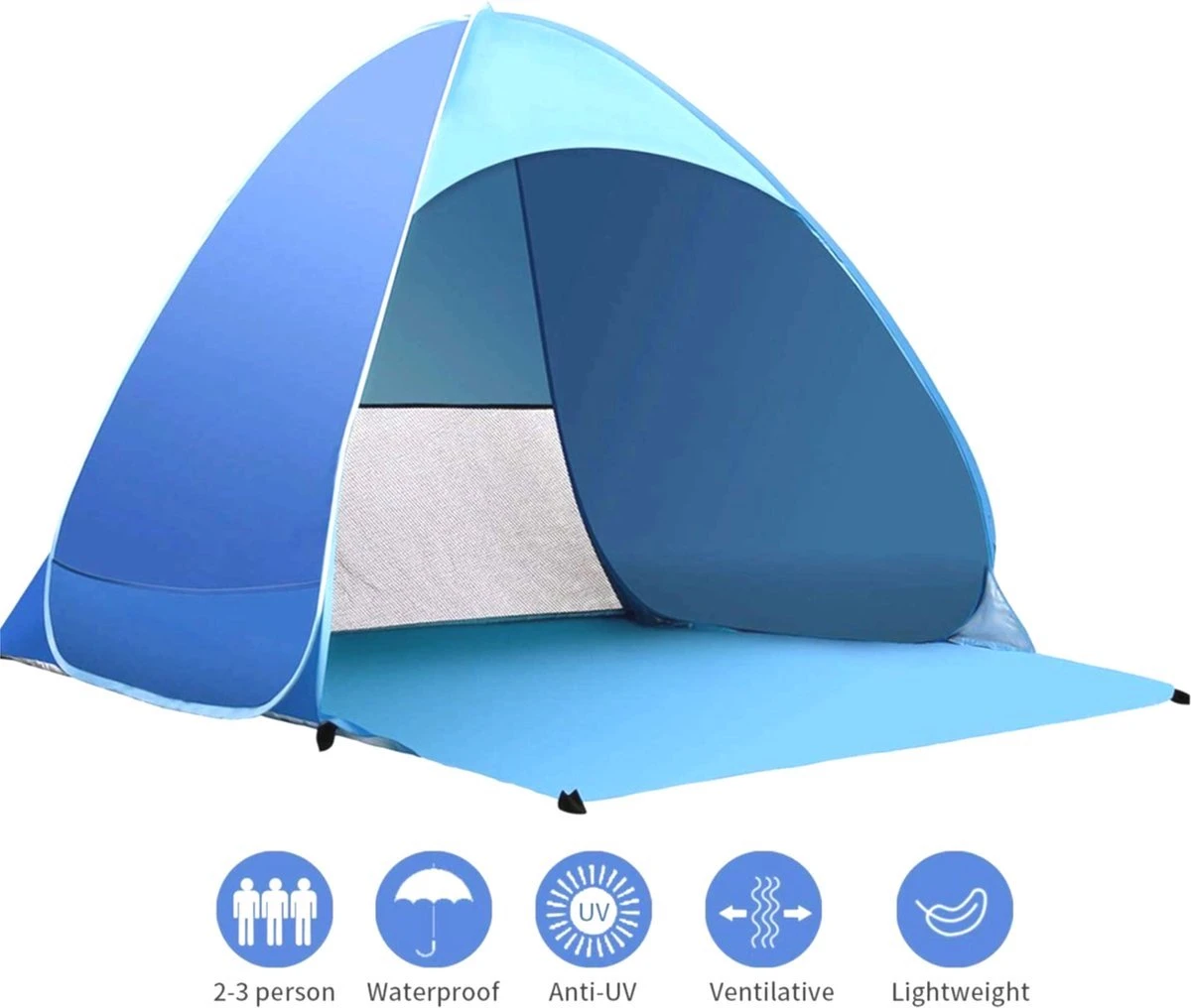 IGOODS Pop-up Tent - 2/3-Persoons - Blauw 4 IGOODS Pop-up Tent - 2/3-Persoons - Blauw - Afbeelding 2