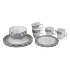 Bo-Camp - Servies - Classic - 16-Delig - Wit/Grijs -Goedkope Licht Tent Winkel 1200x1050 2
