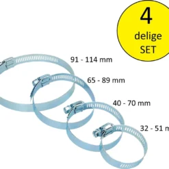 Benson 4 Delige Slangklemmen Set Inclusief Jumboklem Groot | Klemmen Set Voor Om De Tuinslang Afvoerslang Of Doucheslang Verschillende Formaten | Slang Koppeling Klem