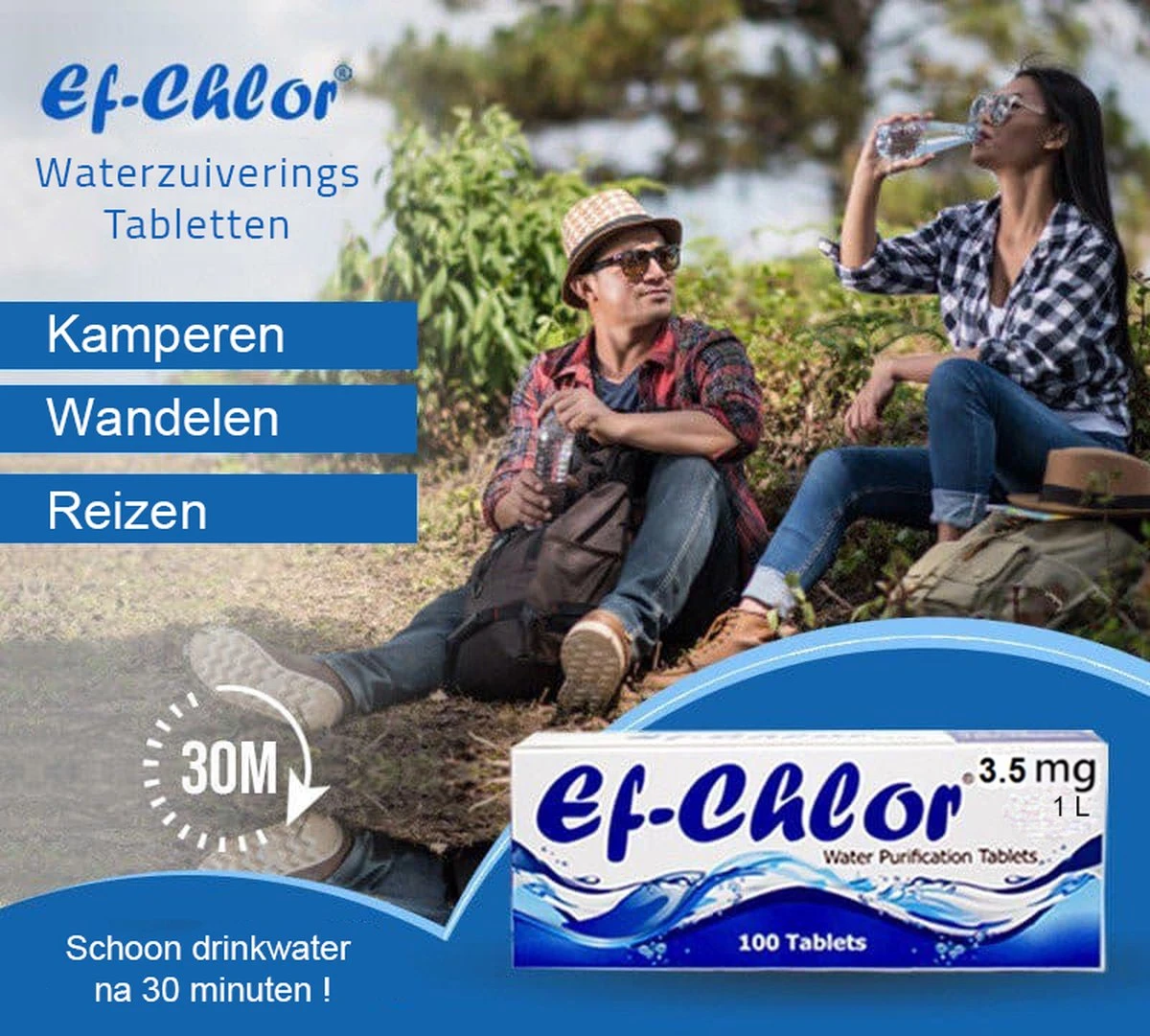 Waterzuiveringstabletten 3.5 Mg - 100 Stuks! - 0,5-1 Liter Veilig En Schoon Drinkwater In 30 Minuten! 5 Waterzuiveringstabletten 3.5 Mg - 100 Stuks! - 0,5-1 Liter Veilig En Schoon Drinkwater In 30 Minuten! - Afbeelding 3