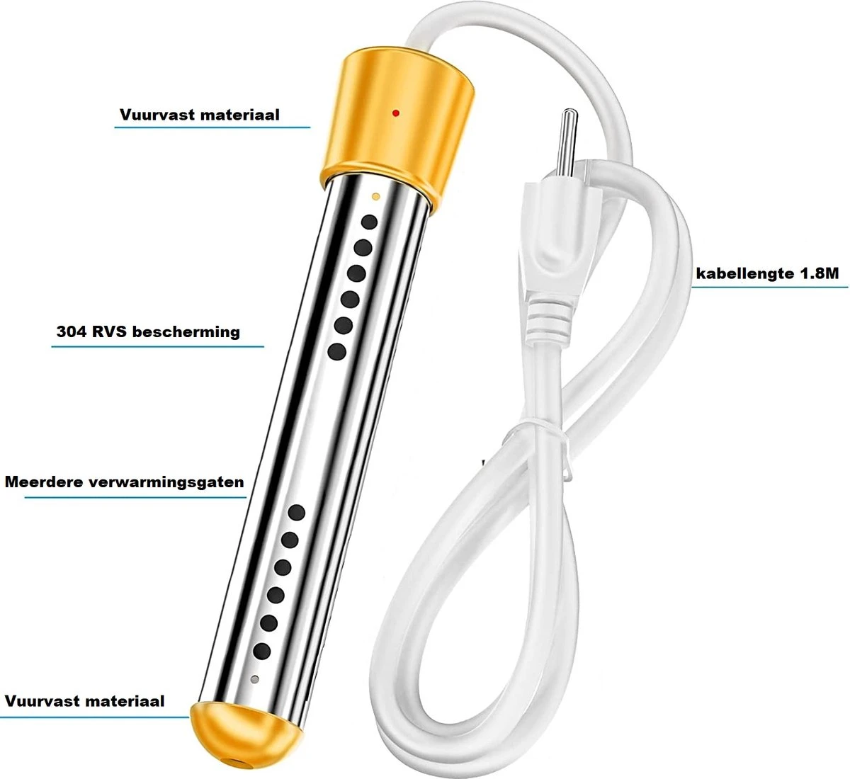 Dompelaar 2000W Incl. Thermometer & Staalspons - Reisdompelaar - Emmerdompelaar - Waterkoker - Camping - Kamperen - Outdoor 5 Dompelaar 2000W Incl. Thermometer & Staalspons - Reisdompelaar - Emmerdompelaar - Waterkoker - Camping - Kamperen - Outdoor - Afbeelding 3