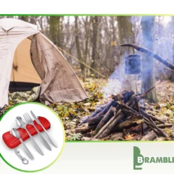 Roestvrij Staal Bestek (kampeerset) – Draagbare Reislepels, -vork En -mes Voor Festivals, Camping Of Trektochten - Wordt Geleverd Met Een Neopreen Draagtasje Met Een Lichtgewicht Flesopener -Goedkope Licht Tent Winkel 1200x1100