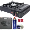 Borvat® |Draagbare Gasfornuis - Camping Kookstel - Inclusief 8 Gasflessen - Gas Stove - Gasfornuis - Kooktoestel - Outdoor - Op Reis + Gratis Smartphone Auto Magneethouder.