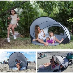 Deryan Luxe Pop Up Strandtent XXL - Anti-UV 50+ - Zilver -Goedkope Licht Tent Winkel 1200x1137 3