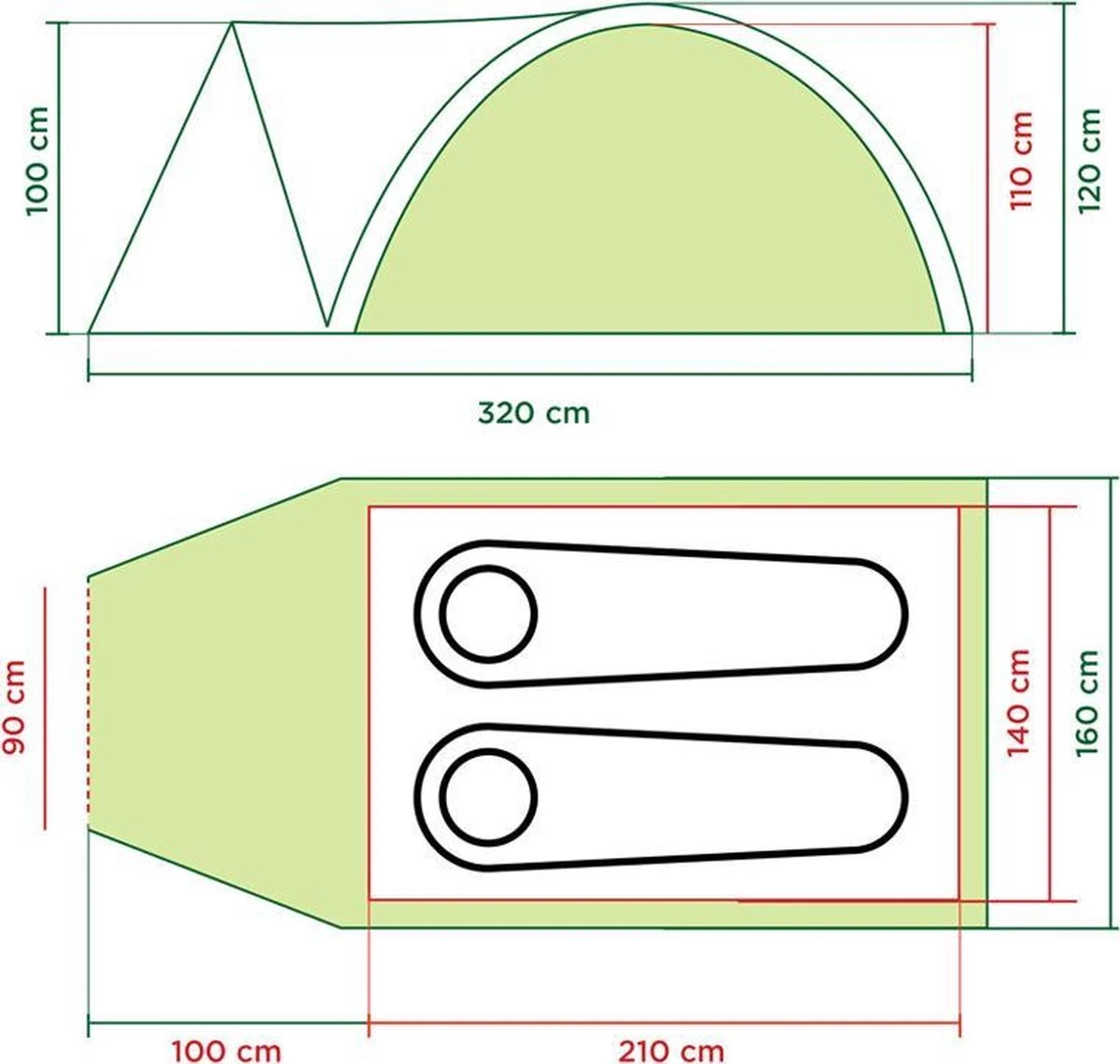 Coleman Darwin 2 Koepeltent - 2-Persoons - Groen 10 Coleman Darwin 2 Koepeltent - 2-Persoons - Groen - Afbeelding 8