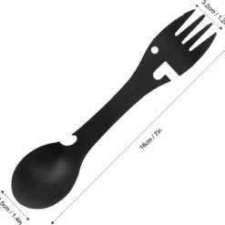 Luverno® - Spork - Incl. Bescherm Hoes - RVS - Bestek To Go - Reisbestek - Keukengadget - 5 In 1 Camping Bestek - Zwart -Goedkope Licht Tent Winkel 1200x1164