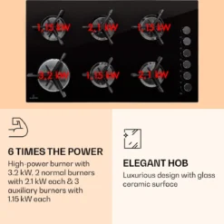Trifecta 6 Gaskookplaat 6-pits Grote, Normale En Extra Glaskeramische Branders -Goedkope Licht Tent Winkel 1200x1167 1