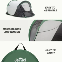 JEMIDI Tweepersoons Pop-up Tent - Opgooitent, Werptent Voor 2 Personen - Ideaal Als Festivaltent Of Kampeertent - Verschillende Kleuren -Goedkope Licht Tent Winkel 1200x1178 3