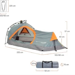 Where Tomorrow Solo Tent Pop Up 225X100X57 Cm - Grijs - 1 Persoons -Goedkope Licht Tent Winkel 1200x1190 5