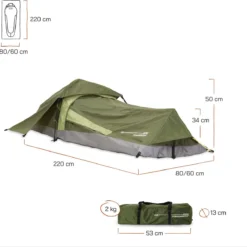 Where Tomorrow Solo Tent 220X80X50 Cm - Groen - 1 Persoons -Goedkope Licht Tent Winkel 1200x1195 2