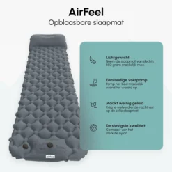 AirFeel Opblaasbaar Slaapmatje - Ingebouwde Pomp En Kussen - Lichtgewicht - 196 X 60 X 6cm - Gray -Goedkope Licht Tent Winkel 1200x1200 113