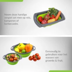 Buxibo - 3-Delige Keuken Vergiet Set Inklapbaar Groen/Grijs -Goedkope Licht Tent Winkel 1200x1200 32