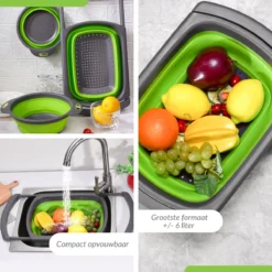 Buxibo - 3-Delige Keuken Vergiet Set Inklapbaar Groen/Grijs -Goedkope Licht Tent Winkel 1200x1200 33