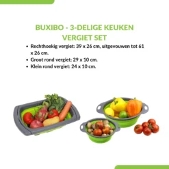 Buxibo - 3-Delige Keuken Vergiet Set Inklapbaar Groen/Grijs -Goedkope Licht Tent Winkel 1200x1200 34