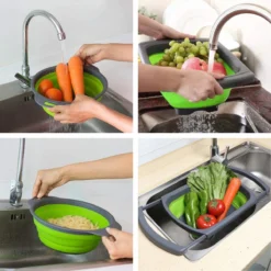 Buxibo - 3-Delige Keuken Vergiet Set Inklapbaar Groen/Grijs -Goedkope Licht Tent Winkel 1200x1200 40