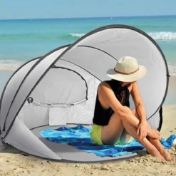 Deryan Luxe Pop Up Strandtent XXL - Anti-UV 50+ - Zilver -Goedkope Licht Tent Winkel 1200x1200 458
