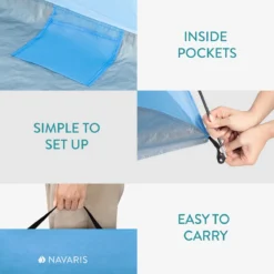 Navaris Windscherm Voor Het Strand - Zon- En Windbescherming Voor Drie Personen - Pop-up Speeltent Met UV- Bescherming - Beach Shelter Met Draagtas -Goedkope Licht Tent Winkel 1200x1200 498