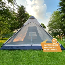 Skandika Tipi Kotona Air Opblaasbare Tent – Opblaasbare Tenten - 4 Persoons Tipi Tent – Tenten - Campingtent – Ingenaaide Tentvloer – Muggengaas – 260 Cm Stahoogte – 490 X 370 X 260 (L X B X H) – Outdoor, Camping, Tuin – Luchttent - Kamperen - Beige -Goedkope Licht Tent Winkel 1200x1200 520