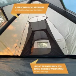 Skandika Tipi Kotona Air Opblaasbare Tent – Opblaasbare Tenten - 4 Persoons Tipi Tent – Tenten - Campingtent – Ingenaaide Tentvloer – Muggengaas – 260 Cm Stahoogte – 490 X 370 X 260 (L X B X H) – Outdoor, Camping, Tuin – Luchttent - Kamperen - Beige -Goedkope Licht Tent Winkel 1200x1200 521