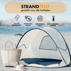 Deryan Luxe Pop Up Strandtent - Anti-UV 50+ - Cream -Goedkope Licht Tent Winkel 1200x1200 535
