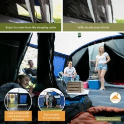Skandika Montana 8 Sleeper Tent – Tunneltent – 8 Persoons Familietent - Campingtent – Sleeper Technology (2 Tot 4 Extra Donkere Slaapcabines) – Ingenaaide Tentvloer - Muggengaas – 700 X 310 X 200 Cm (LxBxH) – 5000mm Waterkolom – Kamperen – Blauw/wit -Goedkope Licht Tent Winkel 1200x1200 539