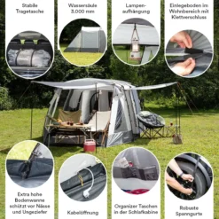 Skandika Pitea XL UP Tent – Koepeltenten - Autotent – 4 Persoons Campingtent Voor SUV, Caddy, Auto, CUV – Vrijstaand – Met/zonder Slaapcabine – Max. Stahoogte 200 Cm – Waterdicht Met 3000mm Waterkolom - 515 X 300 X 200 Cm (LxBxH) – Kamperen - Grijs -Goedkope Licht Tent Winkel 1200x1200 569