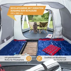 Skandika Pitea XL UP Tent – Koepeltenten - Autotent – 4 Persoons Campingtent Voor SUV, Caddy, Auto, CUV – Vrijstaand – Met/zonder Slaapcabine – Max. Stahoogte 200 Cm – Waterdicht Met 3000mm Waterkolom - 515 X 300 X 200 Cm (LxBxH) – Kamperen - Grijs -Goedkope Licht Tent Winkel 1200x1200 570