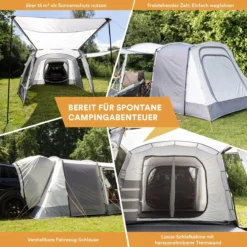 Skandika Pitea XL UP Tent – Koepeltenten - Autotent – 4 Persoons Campingtent Voor SUV, Caddy, Auto, CUV – Vrijstaand – Met/zonder Slaapcabine – Max. Stahoogte 200 Cm – Waterdicht Met 3000mm Waterkolom - 515 X 300 X 200 Cm (LxBxH) – Kamperen - Grijs -Goedkope Licht Tent Winkel 1200x1200 571