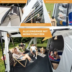 Skandika Pitea XL UP Tent – Koepeltenten - Autotent – 4 Persoons Campingtent Voor SUV, Caddy, Auto, CUV – Vrijstaand – Met/zonder Slaapcabine – Max. Stahoogte 200 Cm – Waterdicht Met 3000mm Waterkolom - 515 X 300 X 200 Cm (LxBxH) – Kamperen - Grijs -Goedkope Licht Tent Winkel 1200x1200 574