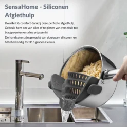 SensaHome- Siliconen Vergiet - Keuken Afgietdeksel - Afgiethulp - Siliconen - BPA Vrij - Grijs -Goedkope Licht Tent Winkel 1200x1200 78