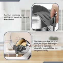 SensaHome- Siliconen Vergiet - Keuken Afgietdeksel - Afgiethulp - Siliconen - BPA Vrij - Grijs -Goedkope Licht Tent Winkel 1200x1200 79