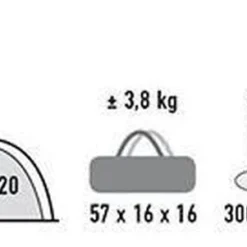 High Peak Kira 3.0 Koepeltent Nimbus - Nimbus Grijs - 3 Persoons -Goedkope Licht Tent Winkel 1200x301