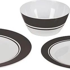 Bo-Camp - Servies - Classic - 16-Delig - Wit/Grijs -Goedkope Licht Tent Winkel 1200x431