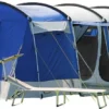 Skandika Montana 8 Tent – Tunneltenten – 8 Persoons Tent – Campingtent – 200 Cm Stahoogte – 2-4 Slaapcabines - Muggengaas – Familietent – 4 Ingangen – 700 X 310 X 200 Cm (L X B X H) - 5000 Mm Waterkolom – Outdoor, Camping – Kamperen – Blauw -Goedkope Licht Tent Winkel 1200x444