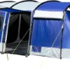 Skandika Montana 8 Sleeper Tent – Tunneltent – 8 Persoons Familietent - Campingtent – Sleeper Technology (2 Tot 4 Extra Donkere Slaapcabines) – Ingenaaide Tentvloer - Muggengaas – 700 X 310 X 200 Cm (LxBxH) – 5000mm Waterkolom – Kamperen – Blauw/wit -Goedkope Licht Tent Winkel 1200x472 1