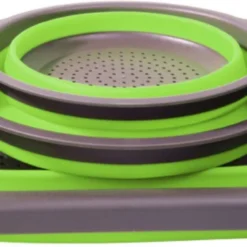 Buxibo - 3-Delige Keuken Vergiet Set Inklapbaar Groen/Grijs