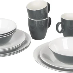 Bo-Camp Servies - Campingbord - 100% Melamine - 16-delig - Grijs