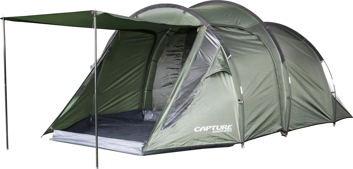 Capture Outdoor, 3-Man XXL Tent "Seikan XTR-3", Voor 3 XXL Personen, 215x400x155cm, DeLuxe Tent En Canvas, "Airflow System", … 3 Capture Outdoor, 3-Man XXL Tent "Seikan XTR-3", Voor 3 XXL Personen, 215x400x155cm, DeLuxe Tent En Canvas, "Airflow System", …