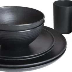 Bo-Camp Industrial - Servies - Orville - Campingbord - 16-delig - Mat Zwart