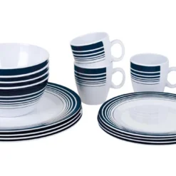 Bo-Camp - Servies - Classic - 16-Delig - Wit/Navy -Goedkope Licht Tent Winkel 1200x675 1